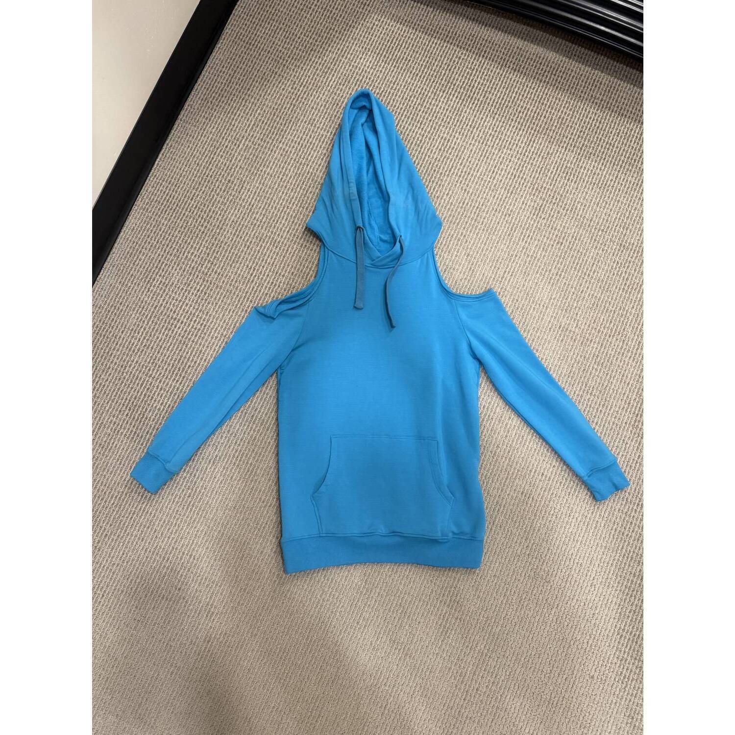New Kickee Women's Fleece Open Shoulder Sweatshirt In Cerulean Blue